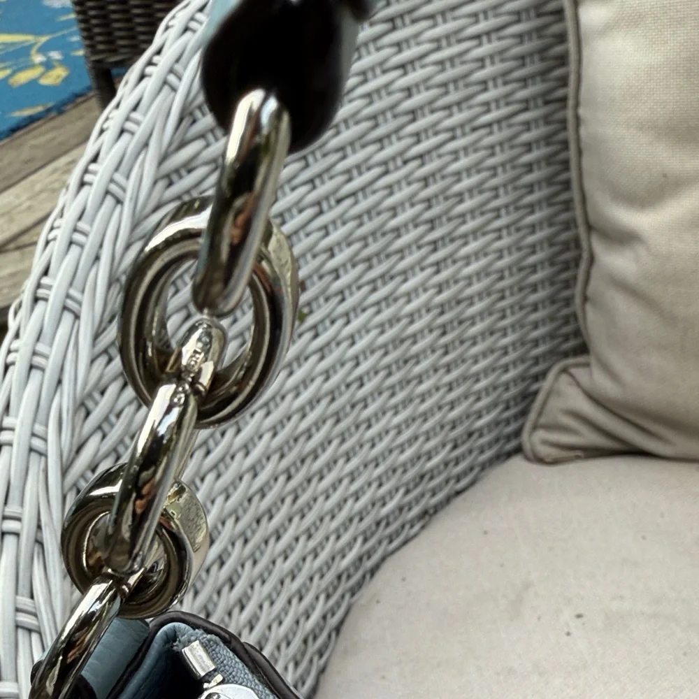 Coach Sky Blue Leather Shoulder Bag - Picture 8 of 16